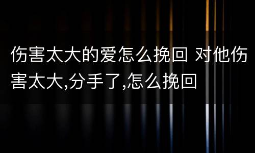 伤害太大的爱怎么挽回 对他伤害太大,分手了,怎么挽回