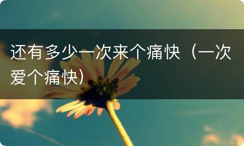 还有多少一次来个痛快（一次爱个痛快）