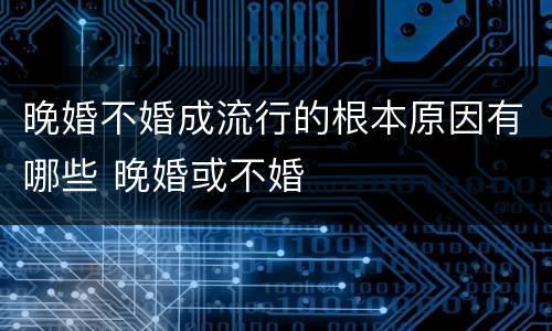 晚婚不婚成流行的根本原因有哪些 晚婚或不婚