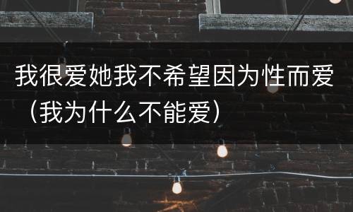 我很爱她我不希望因为性而爱（我为什么不能爱）