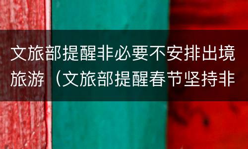 文旅部提醒非必要不安排出境旅游（文旅部提醒春节坚持非必要不出境游）