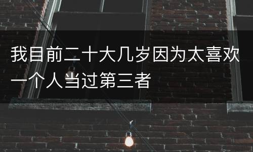 我目前二十大几岁因为太喜欢一个人当过第三者