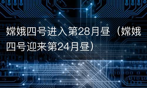 嫦娥四号进入第28月昼（嫦娥四号迎来第24月昼）