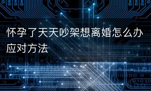 怀孕了天天吵架想离婚怎么办应对方法