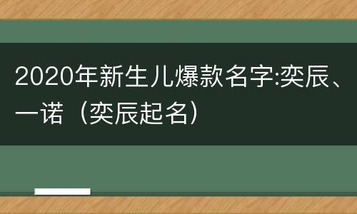2020年新生儿爆款名字:奕辰、一诺（奕辰起名）