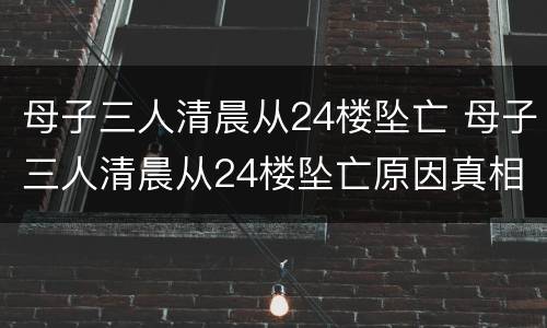 母子三人清晨从24楼坠亡 母子三人清晨从24楼坠亡原因真相