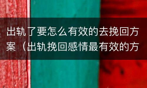 出轨了要怎么有效的去挽回方案（出轨挽回感情最有效的方法）