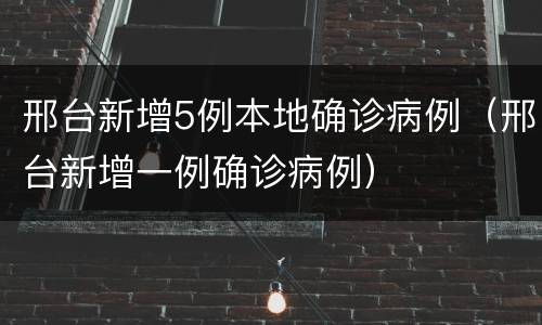 邢台新增5例本地确诊病例（邢台新增一例确诊病例）
