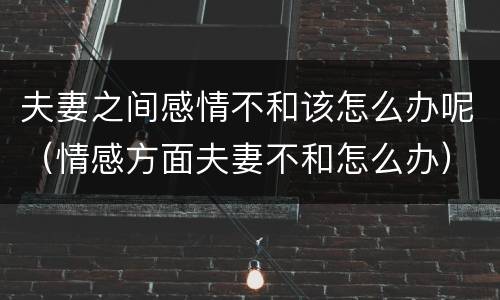 夫妻之间感情不和该怎么办呢（情感方面夫妻不和怎么办）