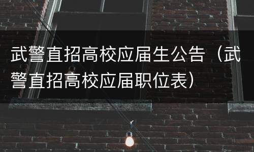 武警直招高校应届生公告（武警直招高校应届职位表）