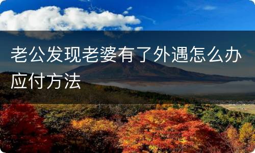 老公发现老婆有了外遇怎么办应付方法