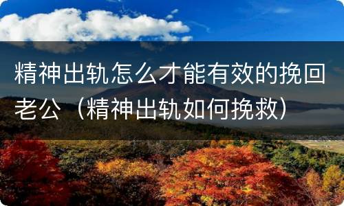 精神出轨怎么才能有效的挽回老公（精神出轨如何挽救）