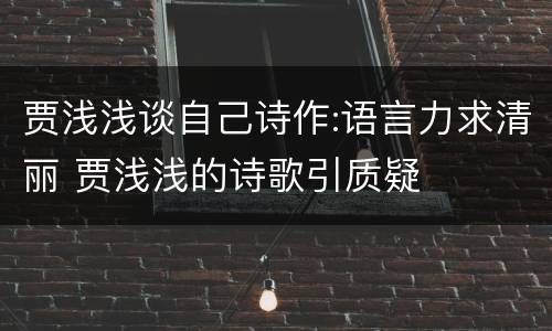 贾浅浅谈自己诗作:语言力求清丽 贾浅浅的诗歌引质疑