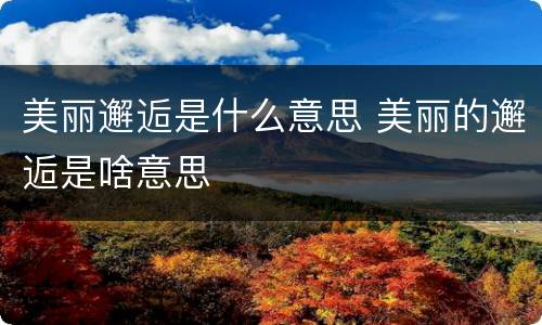 美丽邂逅是什么意思 美丽的邂逅是啥意思