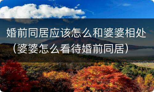 婚前同居应该怎么和婆婆相处（婆婆怎么看待婚前同居）