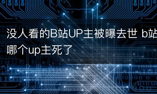 没人看的B站UP主被曝去世 b站哪个up主死了