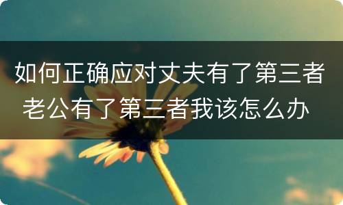 如何正确应对丈夫有了第三者 老公有了第三者我该怎么办