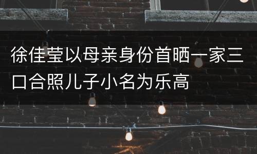 徐佳莹以母亲身份首晒一家三口合照儿子小名为乐高