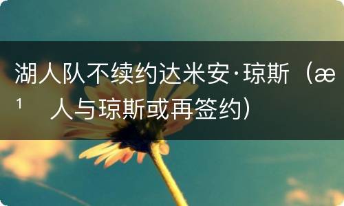 湖人队不续约达米安·琼斯（湖人与琼斯或再签约）