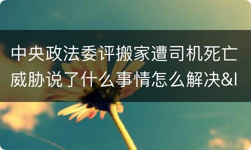 中央政法委评搬家遭司机死亡威胁说了什么事情怎么解决</title>
<meta
