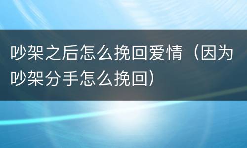 吵架之后怎么挽回爱情（因为吵架分手怎么挽回）