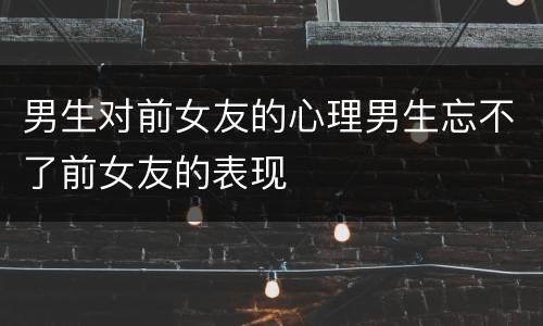 男生对前女友的心理男生忘不了前女友的表现
