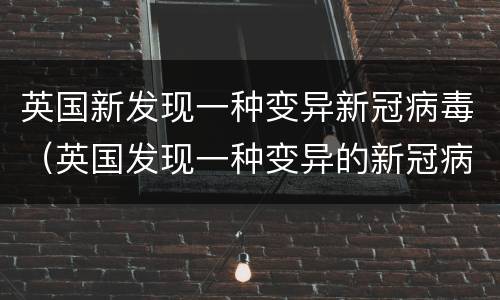 英国新发现一种变异新冠病毒（英国发现一种变异的新冠病毒）
