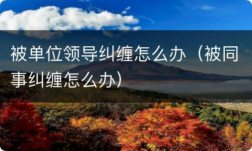 被单位领导纠缠怎么办（被同事纠缠怎么办）