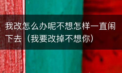 我改怎么办呢不想怎样一直闹下去（我要改掉不想你）