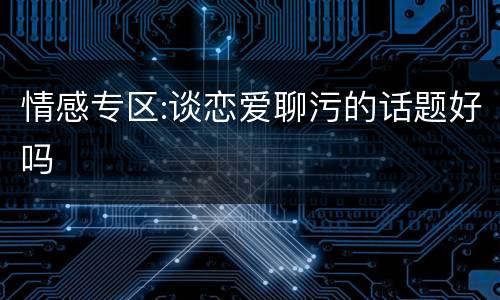 情感专区:谈恋爱聊污的话题好吗
