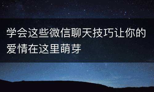学会这些微信聊天技巧让你的爱情在这里萌芽