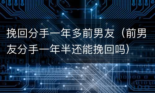 挽回分手一年多前男友（前男友分手一年半还能挽回吗）