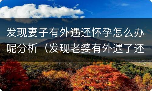 发现妻子有外遇还怀孕怎么办呢分析（发现老婆有外遇了还能原谅吗）