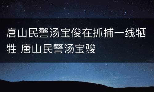 唐山民警汤宝俊在抓捕一线牺牲 唐山民警汤宝骏
