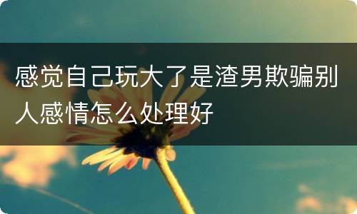 感觉自己玩大了是渣男欺骗别人感情怎么处理好