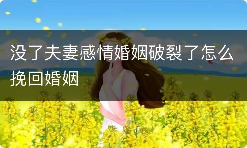没了夫妻感情婚姻破裂了怎么挽回婚姻