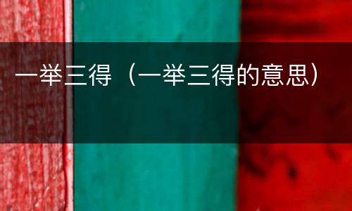 一举三得（一举三得的意思）