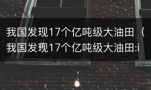 我国发现17个亿吨级大油田（我国发现17个亿吨级大油田:i）
