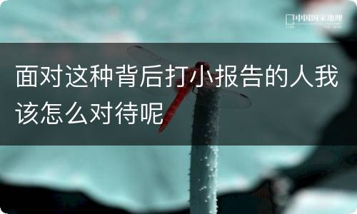 面对这种背后打小报告的人我该怎么对待呢