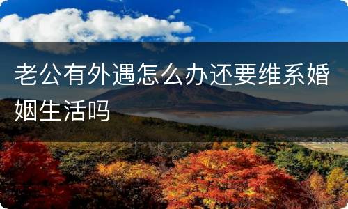 老公有外遇怎么办还要维系婚姻生活吗