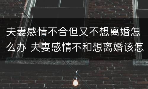 夫妻感情不合但又不想离婚怎么办 夫妻感情不和想离婚该怎么办
