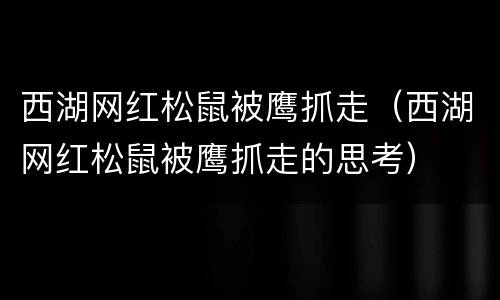西湖网红松鼠被鹰抓走（西湖网红松鼠被鹰抓走的思考）