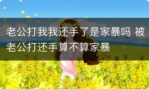 老公打我我还手了是家暴吗 被老公打还手算不算家暴