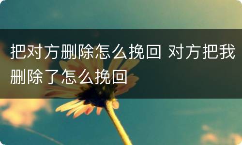 把对方删除怎么挽回 对方把我删除了怎么挽回