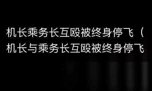 机长乘务长互殴被终身停飞（机长与乘务长互殴被终身停飞）