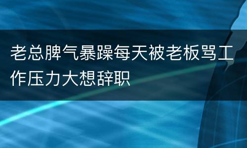 老总脾气暴躁每天被老板骂工作压力大想辞职