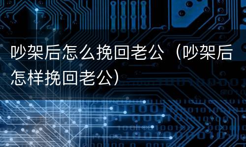 吵架后怎么挽回老公（吵架后怎样挽回老公）