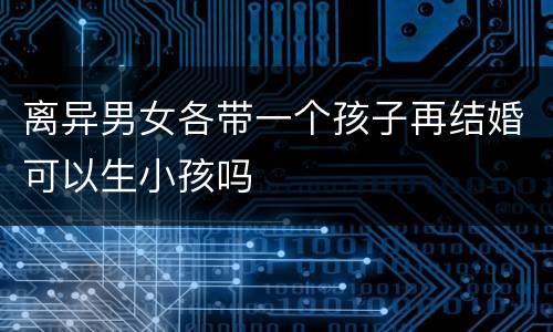 离异男女各带一个孩子再结婚可以生小孩吗