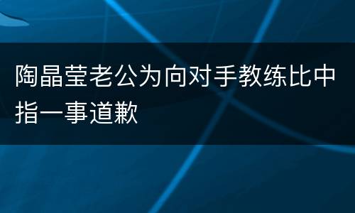 陶晶莹老公为向对手教练比中指一事道歉