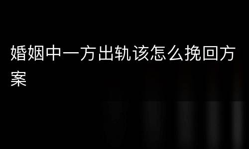 婚姻中一方出轨该怎么挽回方案